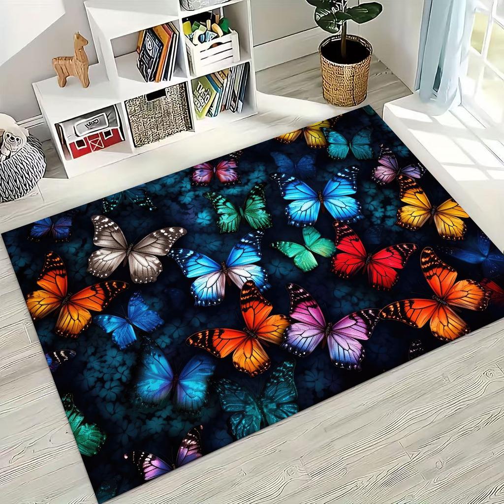 27 Style Dream Butterfly Flower Cartoon Rug for Bedroom Living Room Sofa Home Doormat Decor,Large Kids Play Non-slip Floor Mat