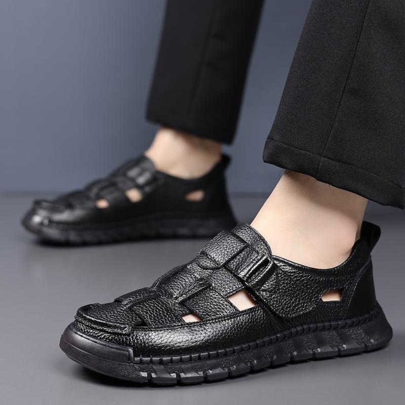 Fashion Beach Vacation Soft Sole Men Sandal New Summer Men Comfort Sandals Hollow Out Breathable Flats Leather Casual for Walking Shoes