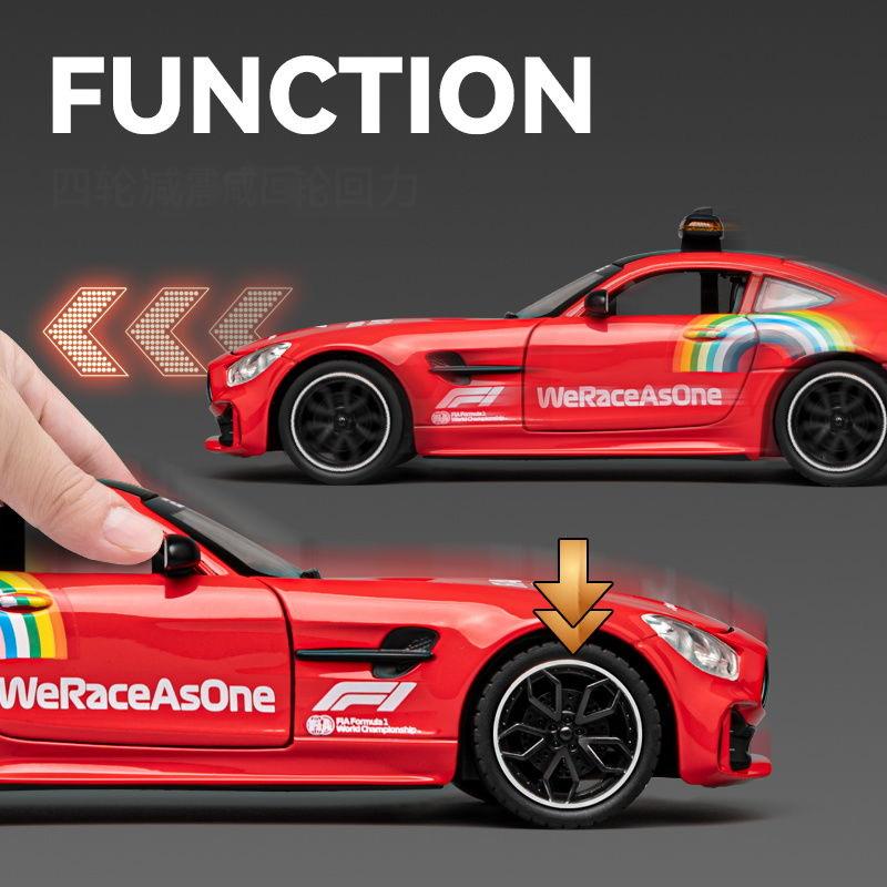 1/24 Benzs AMG GT Safety Car литой миниатюрный автомобиль литой металлический модель звук и свет детские игрушки подарки коллекционные транспортные средства