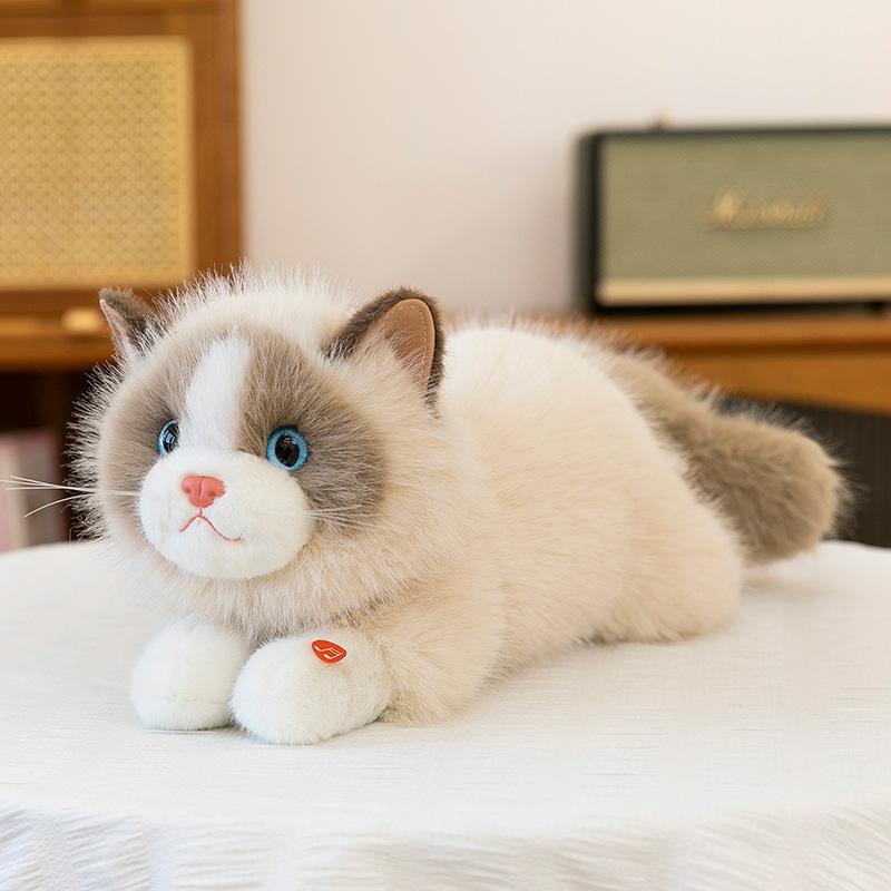Cute Simulation Sound Ragdoll Cat Doll Hairy Tail Healing Cat Plush Doll Girl