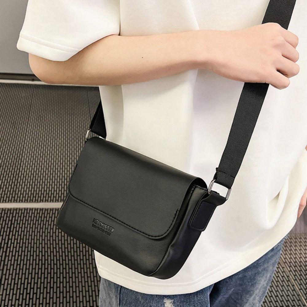 Rectangular Men Crossbody Bag PU Leather Shoulder Bag Fashion Women Messenger Bag Camping