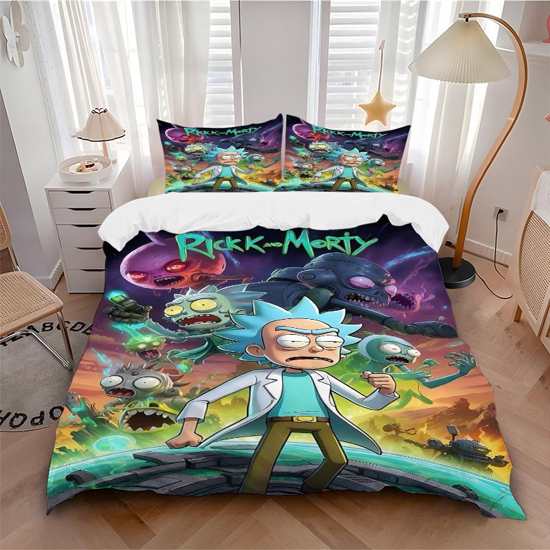 Набор пододеяльников Rick_and_Morty из 3 предметов, 1 пододеяльник + 2 наволочки (Без вкладыша), Уютное постельное белье, Комплект для спальни, Легкий уход, Прочный yy251103082