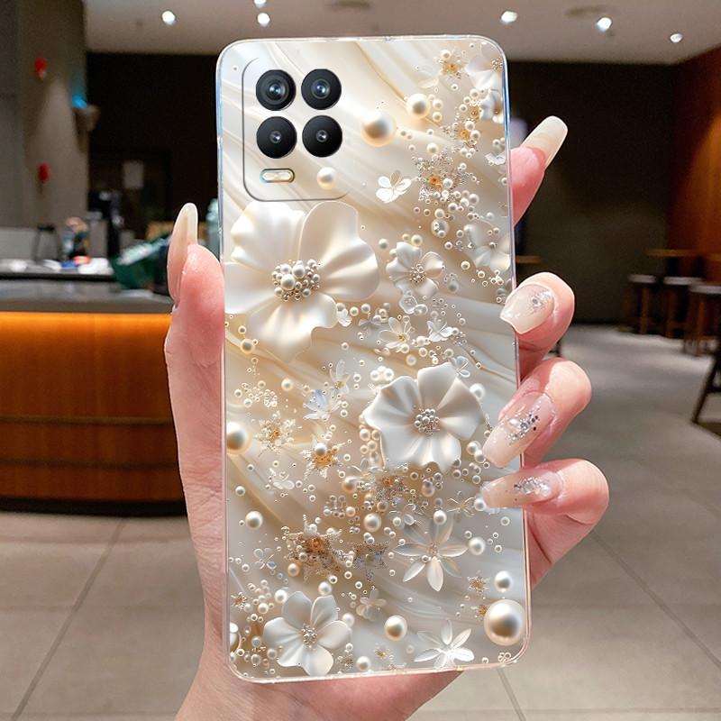 Soft Clear Silicone Casing For Realme 8 4G RMX3085 Phone Case Realme 8 Pro RMX3081 Cover Fashion Flower Butterfly Pattern Coque