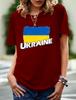 2024 New Women's Printed Ukraine Flag Short-sleeved Support Ukrainian Round Neck Short-sleeved 3D T-shirt
