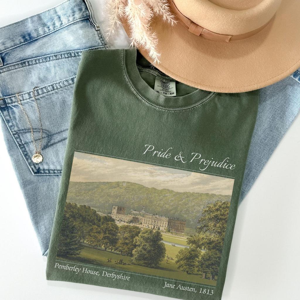 Pride and Prejudice Comfort Colors® Shirt Jane Austen Fandom Book Merch Pemberley T-shirt Light Academia Literature Tshirt Bookish Gift Tee