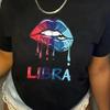 Женские футболки с коротким рукавом с буквами LIBRA и изящными губами, повседневные модные топы, тренд, женская одежда