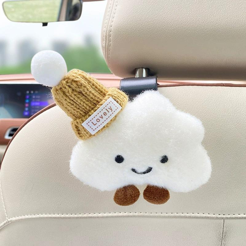 2pcs Cute Cloud Car Seat Back Hook Storage Headrest Organizer Food Bag Handbag Decoration Clothes Hanger