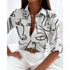 Women's Spring and Autumn Tops Long Sleeve Shirt Printed Shirt Women