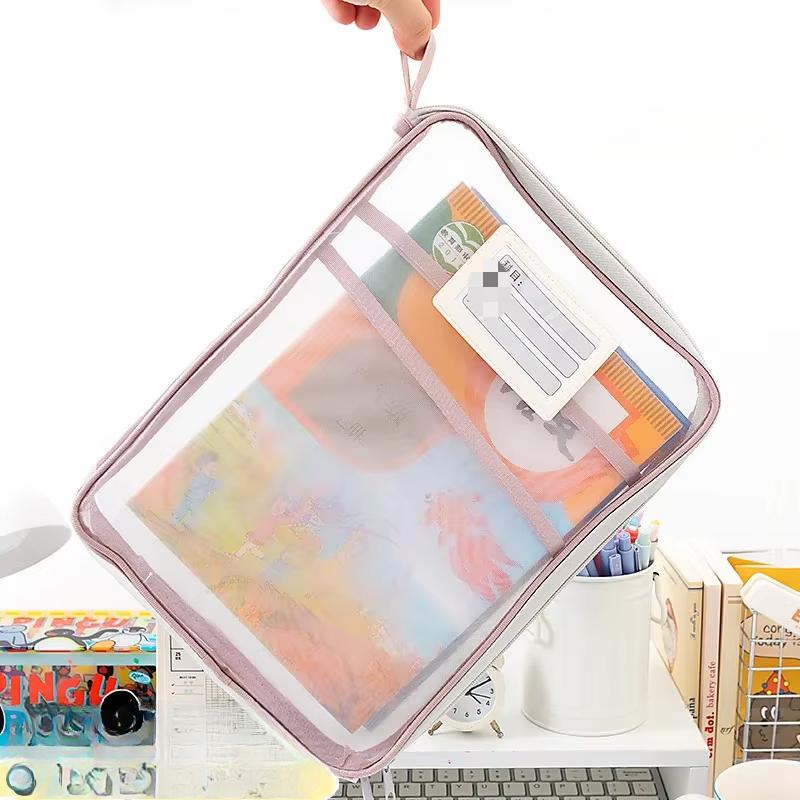 A4 Stationery Storage Bag Double-layer Mesh Zipper Bag Large Capacity Organizer Folders School Office Supplies Stationary Bag