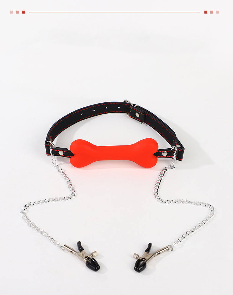 Sexy BDSM Accessories: Bone-Shaped Ball Gags, Nipple Clamps, Breast Torture Toys, Couples Training Sex Toys, Silicone Gags
