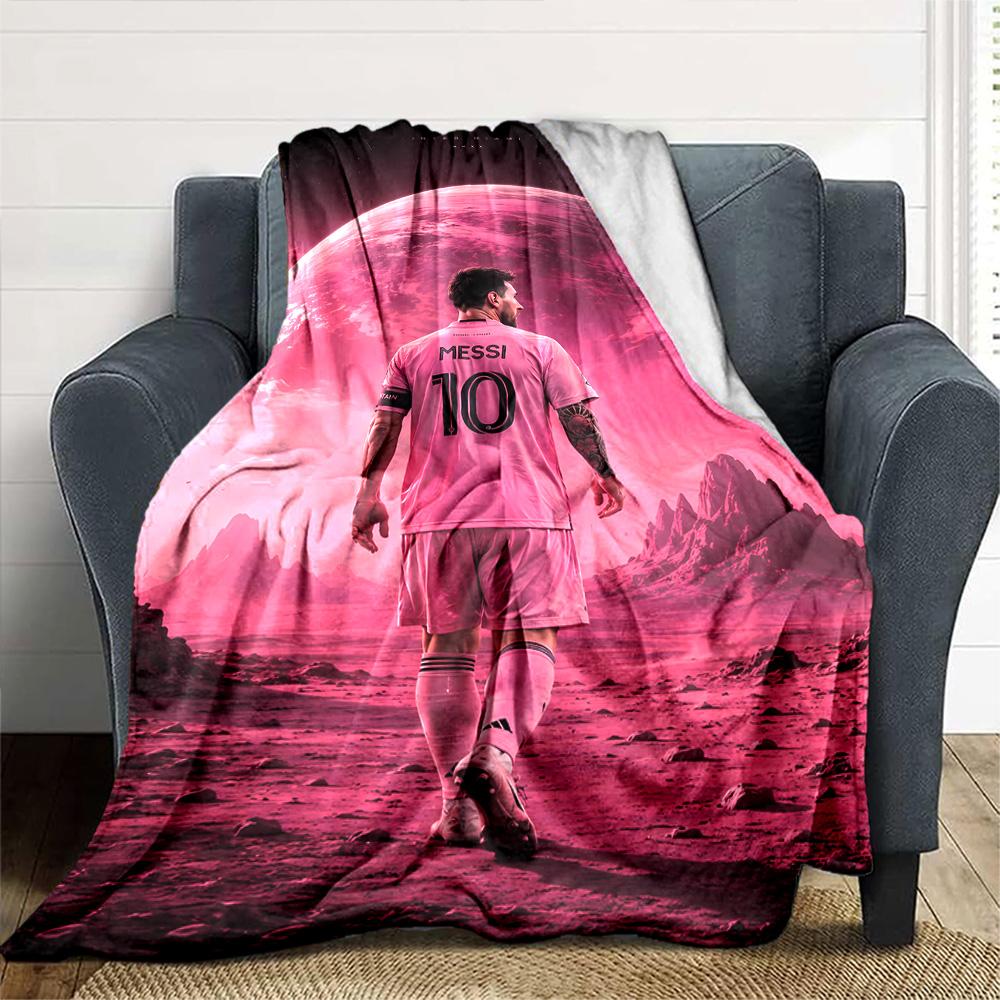 Messi's Legacy Soccer Blanket Comfortable Suitable for Office Bedding Bed for All Occasions Playful Design Suitable for Gifting Relatives and Friends