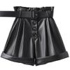 Festive Slim Fit Genuine Hot New Handmade Leather Shorts Women's High Waist Belt