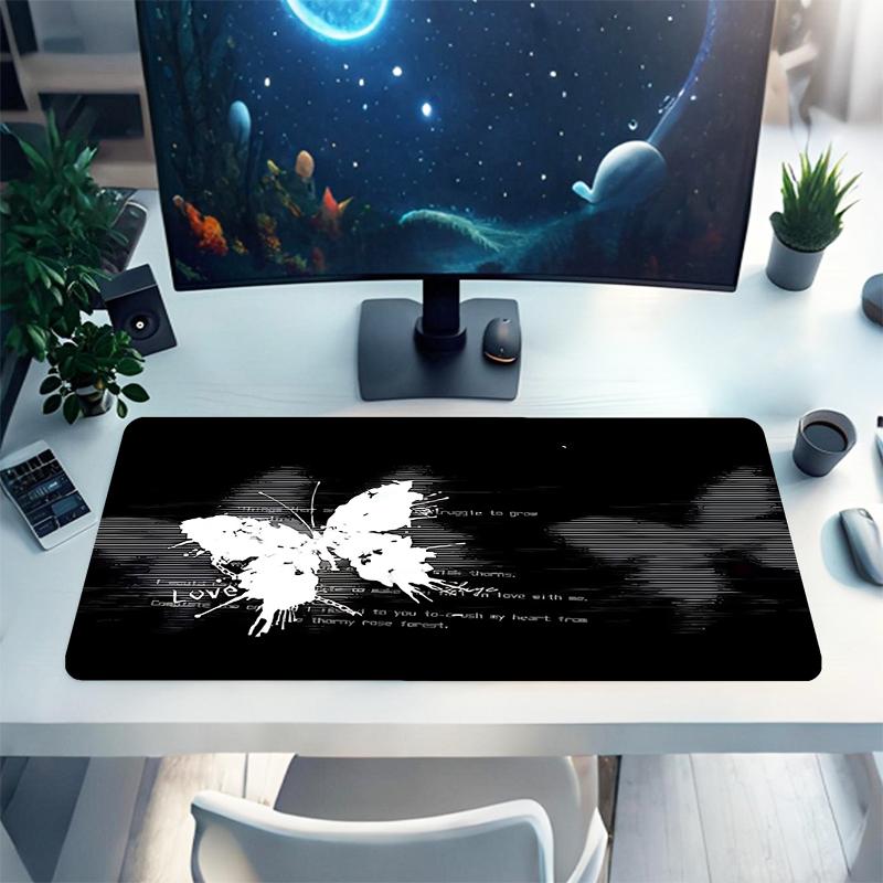 1Pc Butterfly Rain Gaming Mouse Pad Keyboard Desk Mat Non-slip Rubber Lock Edge Waterproof Computer Mousepad for Office Home Decor Y175