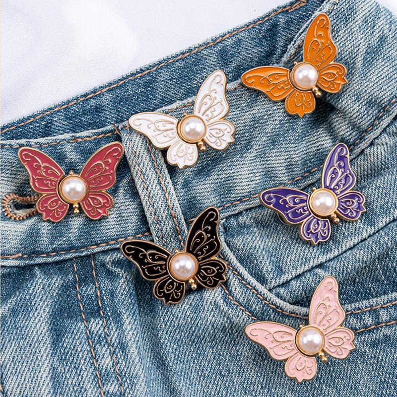 Exquisite Luxury Butterfly Adjustable Tightener Waist Buckle Jeans No Sewing Required Waist Button Detachable Waist Buckle