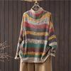 Женские винтажные полосатые пуловеры с высоким воротником и длинными рукавами, весенние повседневные свитера с длинными рукавами