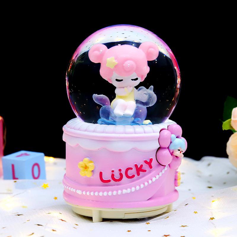 Pink Heart Castle Music Box Lantern - Snow Princess Dream Castle Birthday Gift