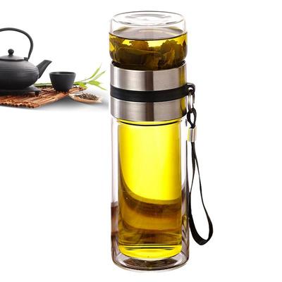 Бутылка для воды и чая из высокоборосиликатного стекла, двухслойная, кружка для чая и воды, с двойными стенками, дорожная кружка, бутылка для воды с ситечком