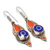 Lapis Lazuli, Coral Gemstone Handmade Jewelry Earring 2.40" N8g67