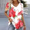 Women's T Shirts Tee Floral Printed Daily Weekend Vintage Short Sleeve Tops Loose V Neck Regular Fit Summer Streetwear Blouses