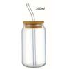 350ml/550ml Glass Cups with Bamboo Lids and Straw 1pc Mason Jars Coffee Mug Beer Can Shaped for Cocktail Whiskey Milk Juice Cola
