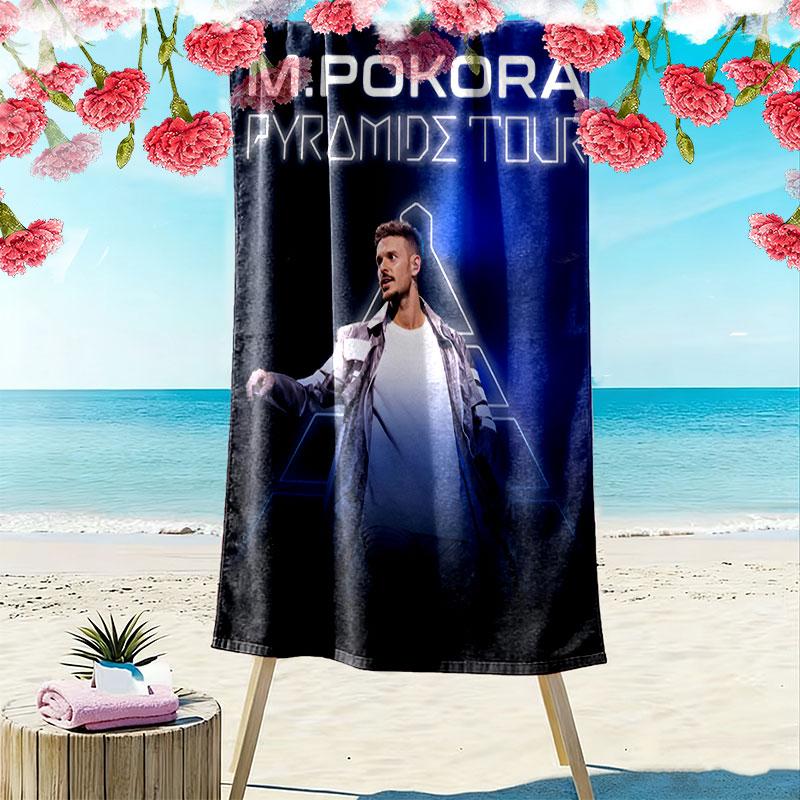 M Pokora Print Beach Towel, Large Soft Quick Dry Towel for Beach Camping Swimming