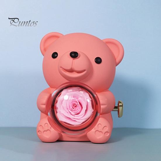 Консервированная роза, подарок в виде медведя-обнимашки с ожерельем в виде сердца, вращающаяся вечная подарочная коробка с цветком-медведем для жены, мамы, бабушки, девушки, подарок на день святого Валентина, день рождения