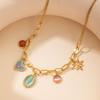 18 K Gold Plated Pendant Necklace Stainless Steel Choker Necklaces Charm Chain  Women's Jewelry