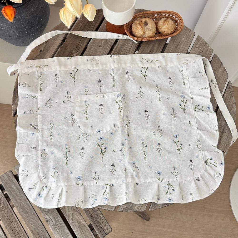 Korean Style Floral Lace Apron Floral Pattern Anti Fouling Apron Breathable Work Apron Coffee Shop