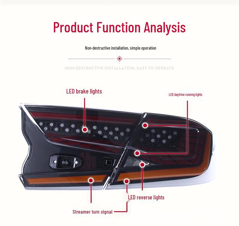 Compatible Smoked Black Taillight Assembly with Flowing Turn Signal for 10th Gen Accord Starlight Model