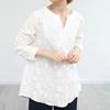 Женская рубашка с кружевной вышивкой и цветами, винтажные свободные женские блузки с длинными рукавами, женские топы, элегантные рубашки с v-образным вырезом Faahion 20450