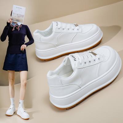 Женские дышащие повседневные кроссовки на платформе, противоскользящие удобные кроссовки для бега из искусственной кожи, кроссовки на массивной шнуровке, спортивная обувь для тенниса для женщин