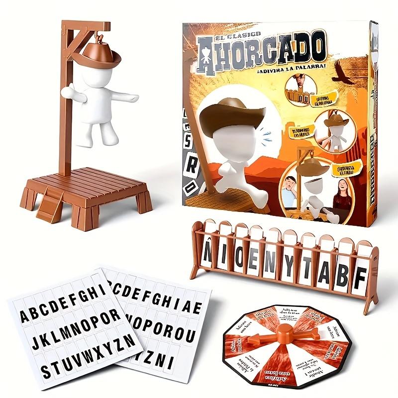 Hangman Word Game Toys with Magnetic Letter Tiles Spanish/English Cards Family Party Desktop Board Game Halloween Christmas Gift