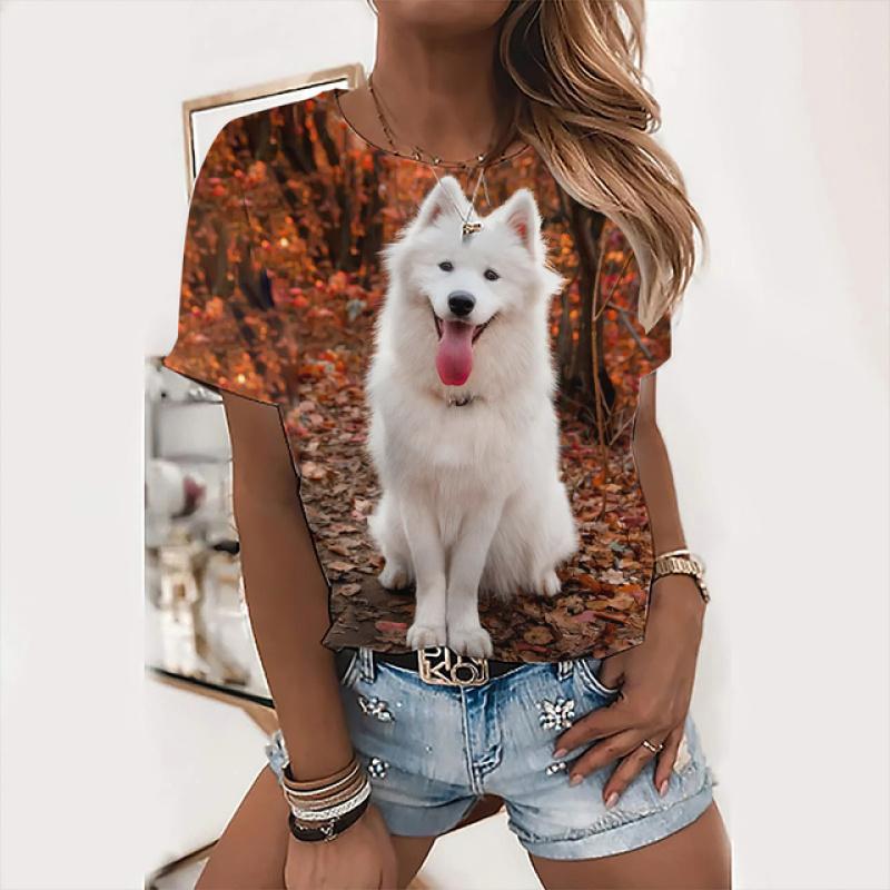 Милые топы с собаками, женская праздничная футболка с надписью «Love Dog Day», модная футболка с животным принтом, женская футболка Kawaii, летняя повседневная одежда с круглым вырезом