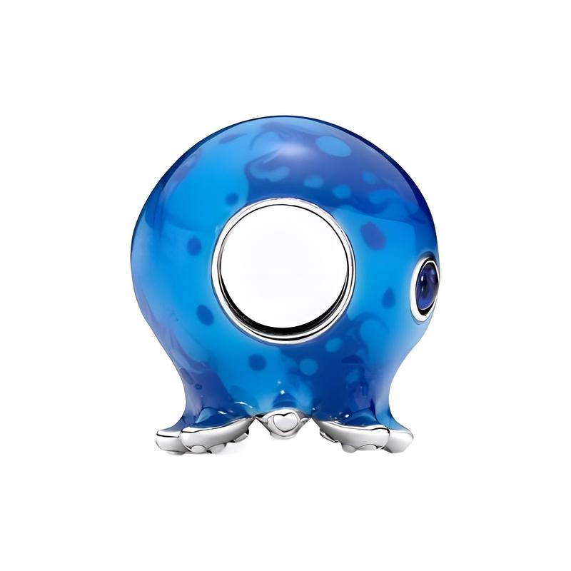 Pandora Wave and bubble pattern octopus charm 925 silver crystal pendant/pendant for men and women, couple model, blue 791698C01