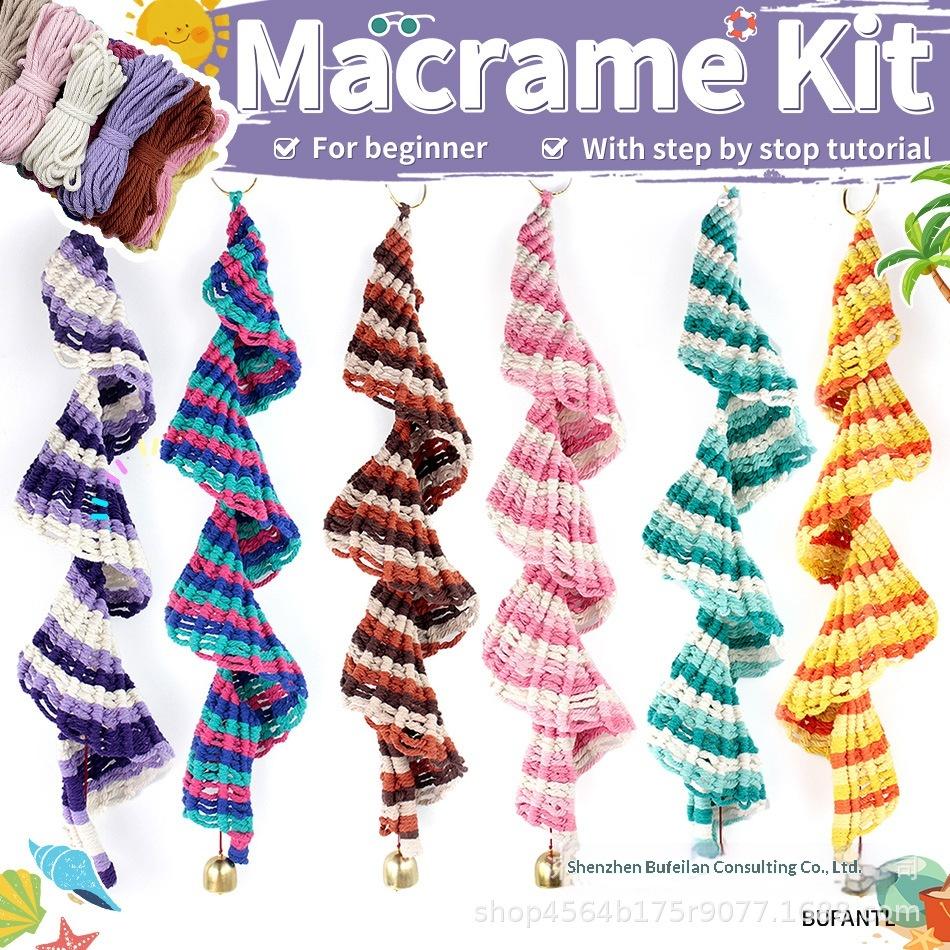 1Set Beginner-Friendly Macrame Kit Gradient Wind Chime DIY Polyester Bell Home Decor Garden Decor Gift Guide for Lovers