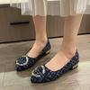 2024 New Spring and Summer Pointed Toe Comfortable Casual Flat Shoes Metal Decoration Shallow Mouth Breathable Women's Shoes