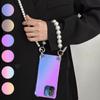 Crossbody Pearl Lanyard Necklace Case For Redmi 12C Cases For Redmi 12 10C 10A 10X 9I 9C 9T 8A 7 6pro Bracelet Chain Transparent Gradient Phone Cover