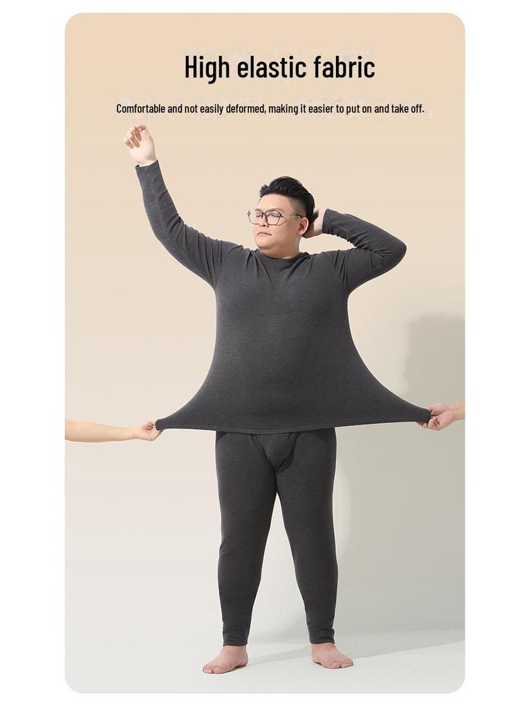 Мужское термобелье больших размеров из двухстороннего флиса с круглым вырезом, утолщенный нижний костюм на осень/зиму