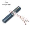 Spring Hinge Small Compact Eyeglass Reading Glasses Presbyopic Glasses with Pen Tube Case Portable