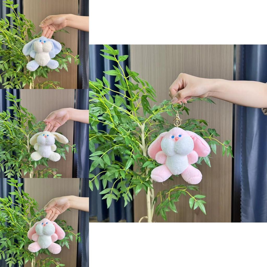 Cute Plush Doudou Rabbit Keychain Delightful Backpack Accessory With Colorful Chain