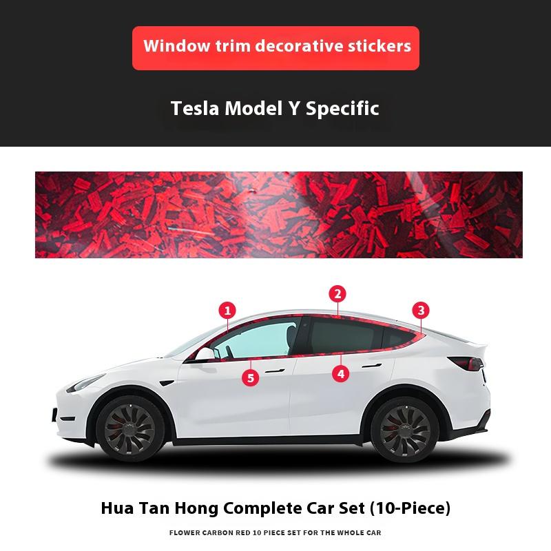 For Tesla Model 3/Y Window Trim Chrome Delete Vinyl Wrap Kit Gloss Black Pink Carbon Fiber Style Auto Accessory for Enhanced