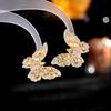 New Earrings Heavy Industry Advanced Color Zircon Earrings Women's Atmosphere S925 Silver Needle Stereoscopic Butterfly Earrings