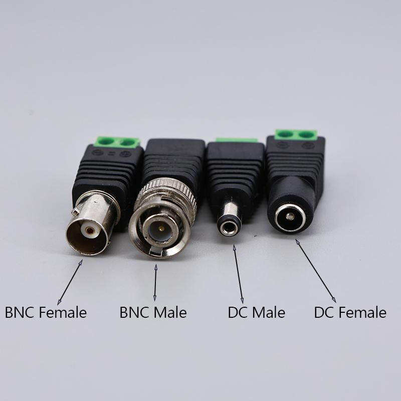 Female Male DC BNC Connector 2.1*5.5mm DC Jack Power Audio Adapter Electrical Wire Converter For RGB LED Strip Light CCTV Camera