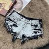 Женские модные 2023 года джинсовые шорты-hotpants с низкой посадкой, суперкороткие, с эффектом потертости и стирки.