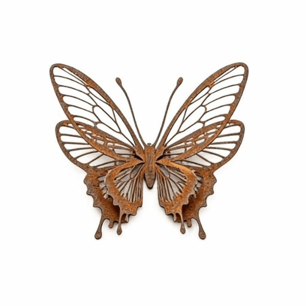1/3PCS Hollow Double Layer Rusty Butterfly Wall Hanging Metal Butterfly Sculpture Yard