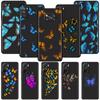 Luxury Black Phone Case For Xiaomi Redmi Note 11 10 9 8 7 Pro 9S 9A 9C 10s 8T K40 10C 10S Funda Cover Blue Beautiful Butterfly