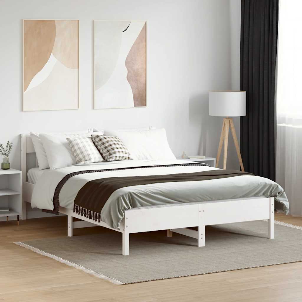 Vidaxl Rama Łóżka Bez Materaca, Biała, 120X200 Cm, Drewno Sosnowe