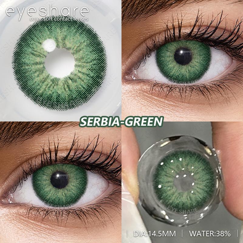 2Pcs Natural Green Colored Contacts for Eyes Blue Lenses Brown Eye Contacts Yearly Lens Makeup Gray Pupils Use for Eye