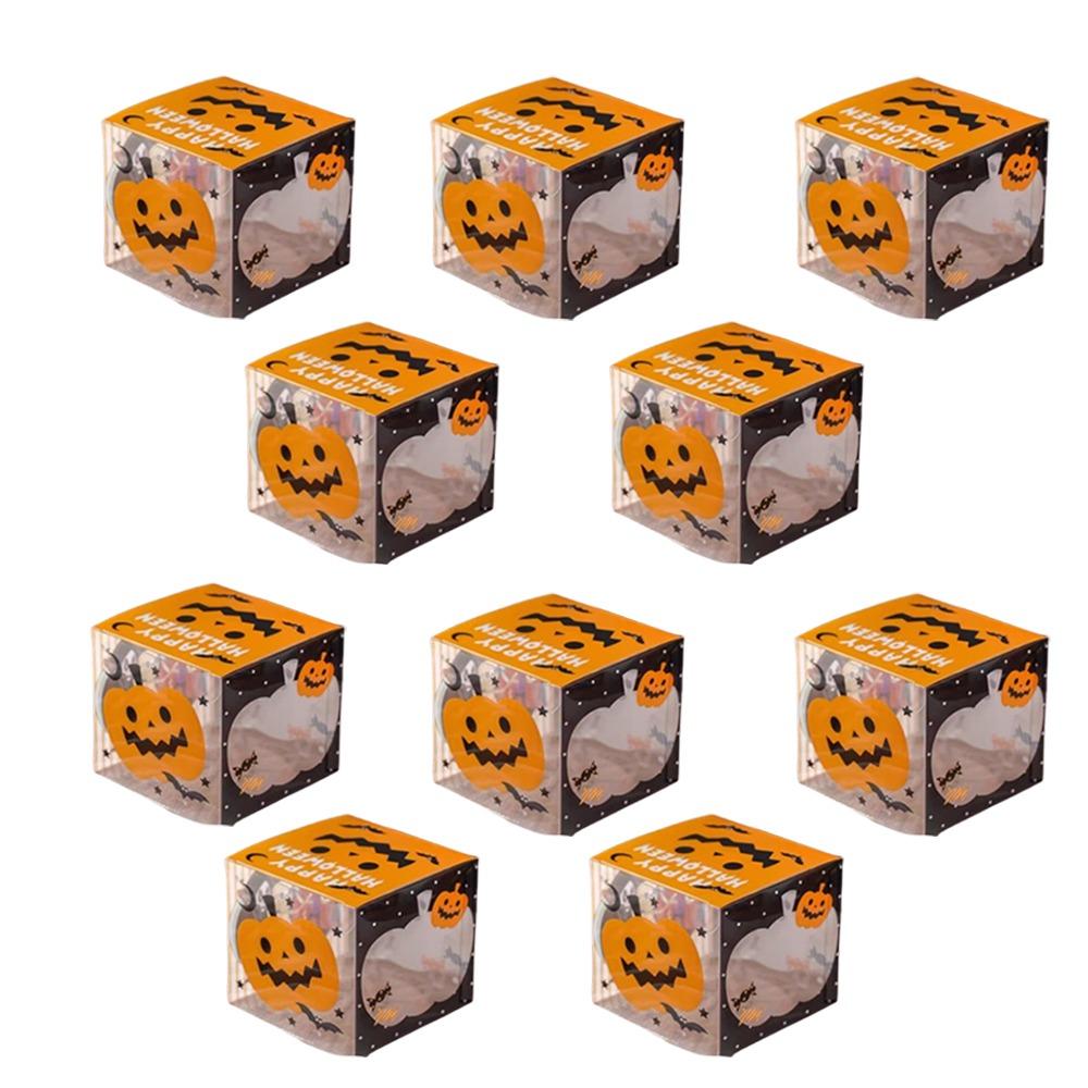 10Pcs Trick or Treat Snack Packaging Box Cartoon Ghost House Cookie Box Halloween Decoration