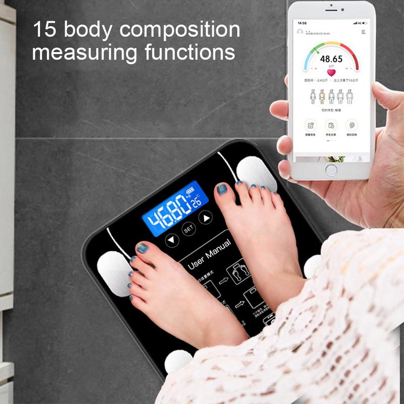 Bluetooth Body Fat Scale Floor Scientific Smart Electronic LED Digital Bathroom Weight Scale Balance Monitor